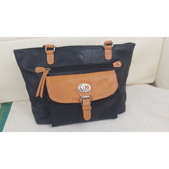 Carryland Black Beige Women’s Tote Satchel Handbag Shoulder Bag Purse multi pckt - Picture 11 of 11